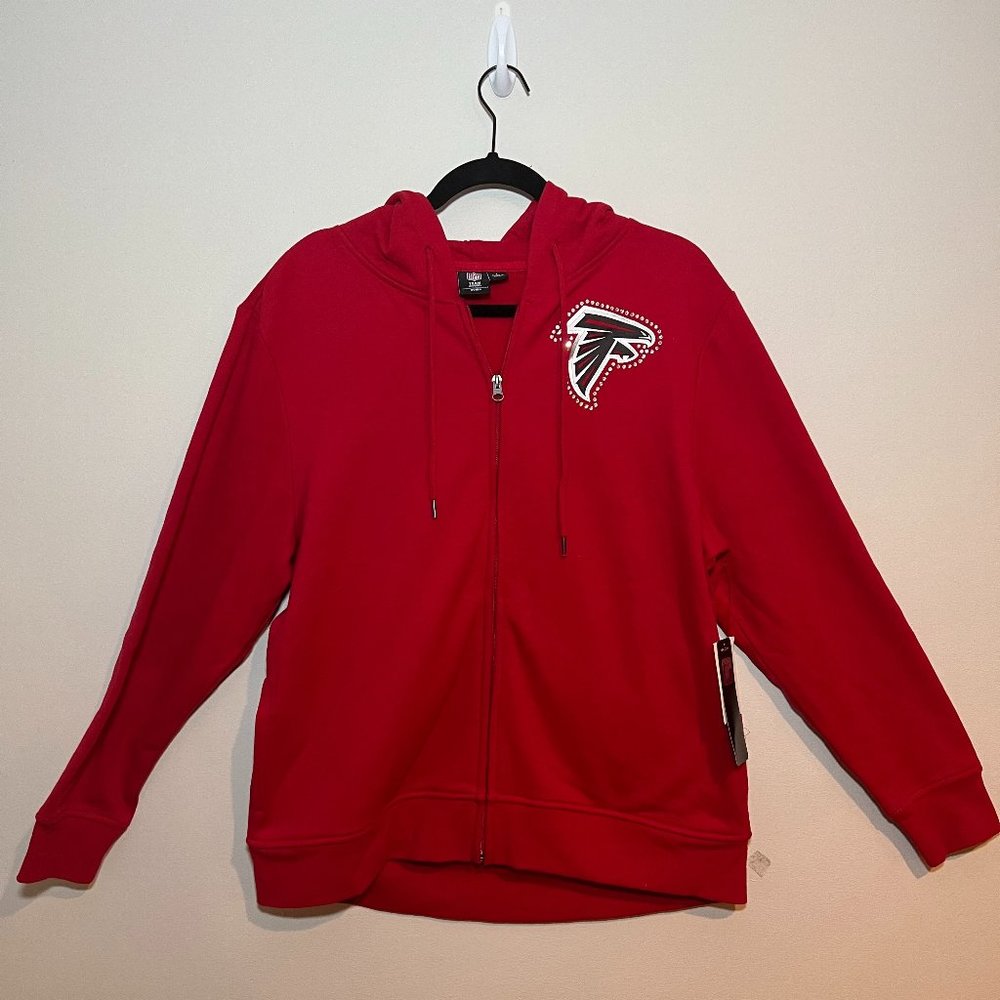 NFL Atlanta Falcons Rhinestone Zip Up Sweatshirt Size L NWT